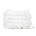 Bolso nube de malla plisada blanca con elegante cadena dorada para mujer - Blanco Roto