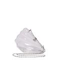 Detalle del bolso de noche transparente en forma de concha con cadena de cuentas plata - Transparente