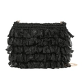 Bolso bandolera negro con volantes de organza y cadena metálica dorada - Negro