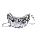 Chic silver sequin crescent bag with adjustable shoulder strap and reflective surface - Silver