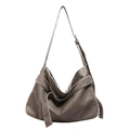 Sac hobo taupe foncé en similicuir avec sangle réglable et grande capacité de rangement - Gris / 37*26*12cm