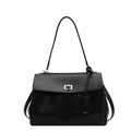 Classic black tote bag with silver twist lock and long handles for daily commuting - Large Size (37x26x13cm) / Black