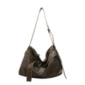 Grand sac hobo en similicuir vert olive foncé avec détails de boucles vintage - Vert / 37*26*12cm