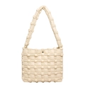 Cremeweiße Cloud-Schultertasche mit Webstruktur und großem Fassungsvermögen für Damen - Khaki