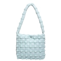 Eisblaue Puff-Schultertasche mit gewebter Steppstruktur und einzelnem Tragegriff-Design - Blau