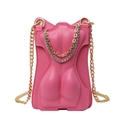 Petit sac bandoulière rose avec relief torse féminin et bandoulière chaîne dorée - Rouge Rose