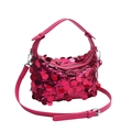 Borsa a mano con paillettes fucsia, grandi paillettes metalliche e tracolla regolabile - Rosa Rosso