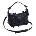 Chic black sequin crossbody bag with adjustable strap and shiny circular embellishments - Black