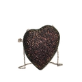 Sac de soirée noir en forme de cœur avec paillettes et bandoulière chaîne - Style Coeur Noir Paillettes Colorées / Noir