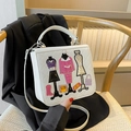White embroidered crossbody bag with chic quilted leather and fashion model patchwork - Beige