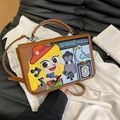 Brown box bag with Mexican style embroidery and Street Art Milano cartoon patch - Brown