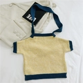 Bolso de hombro de punto en forma de camiseta amarilla y blanca con ribetes azules - Pequeño / Amarillo Pequeño
