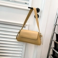 Minimalist khaki baguette bag with smooth PU finish and stylish side knot detailing - Khaki