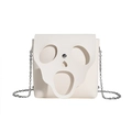White ghost face skeleton crossbody bag with silver chain strap for women - White