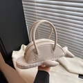 Creative cream whale shaped handbag made of textured leather with a metallic zipper top - Handheld (No Chain) / White