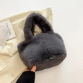 Bolso de mano minimalista de piel sintética gris para otoño invierno con asa suave - Gris