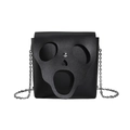 Black cross body bag with ghost face cutout design and silver metal chain strap - Black