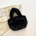 Chic black plush faux fur handbag with a soft texture for autumn and winter style - Black