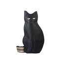 Borsa a tracolla nera a forma di gatto con ricamo viola e tracolla larga in tessuto a righe - Viola (Ricamo Viola)