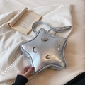 Sac à main argenté en forme d'étoile avec motifs de lune et de planète en métal - Argenté