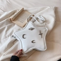 Petit sac à bandoulière blanc en forme d'étoile avec ornements célestes argentés - Blanc