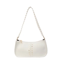 White faux leather shoulder bag with gold rivets and adjustable wide strap - Off-white