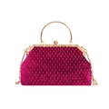 Bolso de fiesta en terciopelo fucsia con asa dorada y correa de cadena fina - Rosa Roja