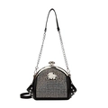 Modische schwarze Muscheltasche mit silbernem Strass-Elefantenmuster und Kette - Bunt