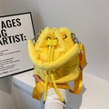 Gelbe Plüsch-Beuteltasche mit The Bucket Bestickung und weichem Tragegriff oben - Gelb