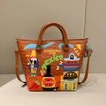 Braune Tragetasche in Krokodilleder-Optik mit farbenfroher Mexiko-Souvenir-Stickerei - Braun