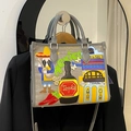 Sac à main gris texture crocodile avec broderies mexicaines et motifs de tequila - Gris clair