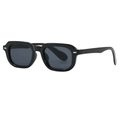 Fashionable square black sunglasses with silver studs and dark grey protective lenses - Black Frame Grey Lens