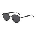 Lunettes de soleil ovales rétro avec monture noire et verres en vue de 45 degrés - Monture Noire Verres Gris (C04)