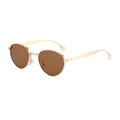 Lunettes de soleil ovales rétro avec monture dorée et verres bruns en vue de profil à 45° - Monture Dorée Verres Marrons (C02)