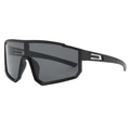 Matte schwarze Oversize Sportsonnenbrille mit grauen Gläsern und hohlen Bügeln - Mattschwarzer Rahmen Graue Gläser