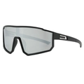 Lunettes de soleil de cyclisme surdimensionnées avec monture noire mate et verres miroirs - Monture Noir Mat Verres Miroir Argent
