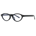 Retro oval black frame eyeglasses with silver rivet accents on a clean white background - Anti blue light / Black Frame