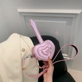 Mini borsa a cuore rosa in pelle verniciata lucida con tracolla sottile elegante - Rosa