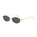 Stylish gold metal polygonal sunglasses with dark grey lenses in a retro design - Gold Frame Black Grey