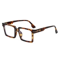 Lunettes carrées oversize écaille rétro avec accents métalliques en T argenté - Cadre Écaille