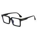 Classic black square full-rim glasses with silver T-shaped metal hinges on a white background - Black Frame