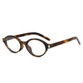 Retro tortoise shell oval sunglasses with vintage metal accents on white background - Demi Frame Clear Lens