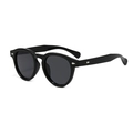 Occhiali da sole rotondi oversize neri con rivetti argentati e lenti scure classiche - Montatura Nera Lenti Grigie