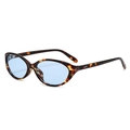 Occhiali da sole cat-eye retrò con montatura tartarugata e lenti azzurre in vista laterale - Montatura Tartarugata Lenti Blu (C04)