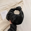 Minimalist black pleated cloud handbag with knot handle in a high-end fashion style - Black