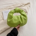 Light green pleated PU leather mini bag featuring a stylish knotted top handle design - Green