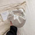 Chic white knotted cloud handbag featuring soft ruched leather and unique handle design - White