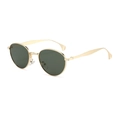 Lunettes de soleil ovales rétro avec monture dorée et verres vert foncé de vue latérale - Monture Dorée Verres Verts (C03)