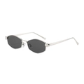 Retro silver hexagonal metal sunglasses with dark gray lenses for a trendy fashion look - Silver Frame Black Grey Lens