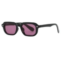 Chic square sunglasses featuring black frames and purple lenses with metal rivets - Black Frame Wine Red Lens